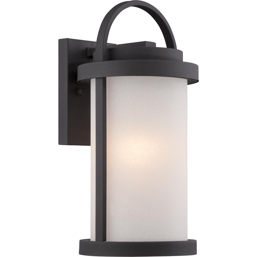 Nuvo Lighting 62/651  Willis - LED Outdoor Small Wall with Antique White Glass in Textured Black Finish